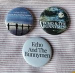 Echo And The Bunnymen three 25mm button badges inc 'Heaven Up Here'. Free UK P&P