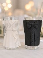 2pcs Bride & Groom Glass Decoration Set Elegant wedding glass decoration gift UK