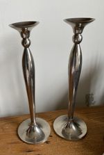 A Pair Of Vintage Chrome Candlesticks