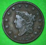 1829 United States Coronet Liberty Head LARGE CENT Copper Coin  LARGE LETTERS