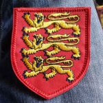 English Three Lions Embroidered Patch - 95mm high - hook & loop backing.