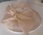 Accessorize Natural Sinamay Occasion Hat Beige Champagne Large Bow Wedding Races