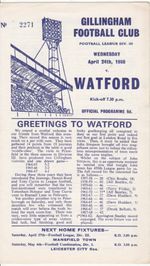 1967/68 GILLINGHAM V WATFORD 24-04-1968 DIVISION 3