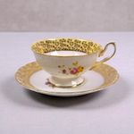 Vintage Woodlands Bone China Teacup & Saucer Floral Gold Gilt England