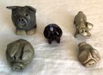 Job Lot of FIVE Miniature Studio Pottery Pigs Piggy Piggies.