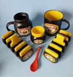 (446) Marmite Ceramic Collectables Bundle # Toast Racks, Egg Cup, Mugs & Spoon