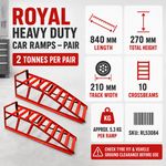 Royal Heavy Duty Car Ramps Pair 2 Tonne Steel 10 Cross Beams Garage Workshop
