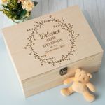 Personalised New Baby Large Wooden Memory Box Babies Keepsake Memories Welcome