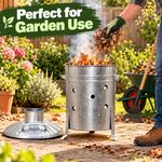 15L Galvanized Steel Incinerator Fire Bin Garden Waste Paper Burner Chimney Lid
