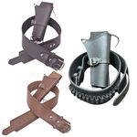 Cowboy Gun Revolver Single Holster Belt Plain Leather in Brown Black Dark Brown