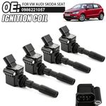 4x Ignition Coil Pack For VW Polo 6R Mk5 Mk6 Golf Mk7 1.0 1.2 1.4 1.6 0986221057