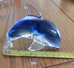 Blue Art Glass Dolphin Figurine Paperweight Ocean Marine Ornament