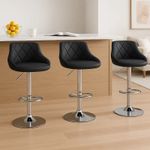 3X Bar Stools PU Leather Swivel Gas Lift Chair Kitchen Breakfast Pub Black,Grey
