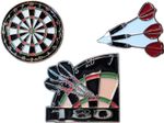 Set of 3 Darts Badges Inc 180 & Dart Board Metal Enamel Pin Badge Set NEW