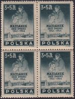 Stamp Germany Poland Sc B45 1946 Post WWII Majdanek Camp Commerative MNH 4 Block