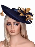 Navy 32cm Headband And Clip Hatinator With Gold Accents . New