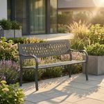Steel Garden Bench 3 Seater Outdoor Patio Seating Furniture Seat Lattice Style