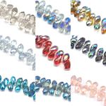 46pcs  14mm Teardrop Briolette Top-drilled Faceted Crystal Glass Beads 