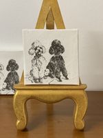 Vintage Poodles Decoupage Canvas Picture Dogs