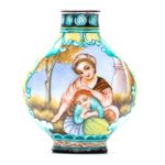 Chinese Snuff Bottle Canton Enamel European Subject Qianlong Marked Late 20C