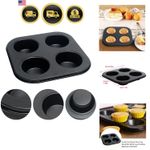4 Cup Muffin Pan Mold - Non-Stick Cupcake Baking Tray/Tin - Carbon Steel Cake...