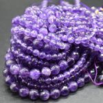 Amethyst Round Beads - FACETED - 6mm 8mm 10mm - 14" Strand, for Jewellery Making