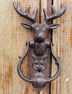 Beautiful Large Rustic Vintage Style Cast Iron 'Stag' Door Knocker - please read