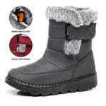 Women's Winter Waterproof Fur Lined Flat Snow Ankle Boots