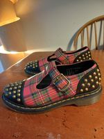 Rare Vintage Dr Martens Liliha Tartan  Studded Mary Jane Shoes UK 6