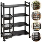 4 Tier Kitchen Basket Storage Trolley Rack Fruit Vegetable Organiser Shelf Cart