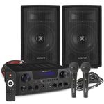 Home Karaoke System with Speakers, AV430B Amplifier and Wired Microphones