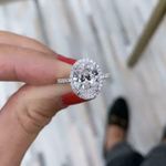 Oval Cut 2.35Ct Moissanite Halo Engagement Ring Solid 14k White Gold in Size O