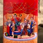 Vintage French Circus 🎪 Clown Tin Storage Canister with Clip Lid Retro Kitchen