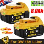 2Pack DCB184 18v XR 8.0ah slide For Dewalt Li-Ion Battery DCB182 DCB183 DCB206
