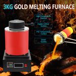 3KG Gold Melting Furnace Electric Metal Copper Smelter Casting Ingot Mold UK