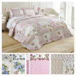 Bedspread Set 3Pcs Quilted Patchwork Bedspread Double King Single Bed Cotswold