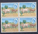 RHODESIA, 1966, 5/-  SG 385, MNH BLOCK 4,  R 3/3, MARK ON BOTTOM I OF RHODESIA