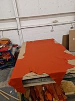 AMS:PRESCOTT REDORANGE QUALITY ITALIAN ORANGE UPHOLSTERY LEATHER LARGE PART HIDE