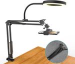 Adjustable Overhead Phone Camera Mount with Ring Light Scissor Arm Stand Tripod