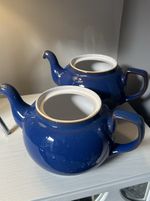 2 Denby Imperial blue Tea pots,  no lids Rich cobalt blue a cream-white interior