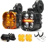 Motorcycle Driving Spot Lights 120W LED Fog Lights DRL Amber & White Auxiliary