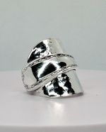 Spoon Ring, Silver Plated, Unisex, Size X (Adj), Handcrafted, Unique