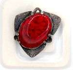 Vintage MIRACLE Scottish Brooch Celtic Glass Highland Wedding Jewellery Red