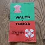 Wales v Tonga Oct 1974 Rugby Programme