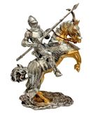 Decorative Knight and Horse Medieval Decorative Statue Armor, 12x5x15 Inches