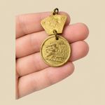 1960s Ethiopian Lion of Judah Handmade Carved Brass Pendant