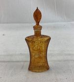 Vintage Murano Scent Bottle Amber and Gold Speckled Hourglass Shape Glass