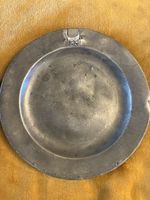 Antique 18th Century antique English pewter plate warmer With Makers Marks