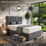 PLUSH DIVAN BED SET WITH MEMORY MATTRESS AND HEADBOARD 3FT 4FT 4FT6 5FT 6FT