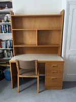 student desk with detachable matching shelves and chair. Pine with melamine top